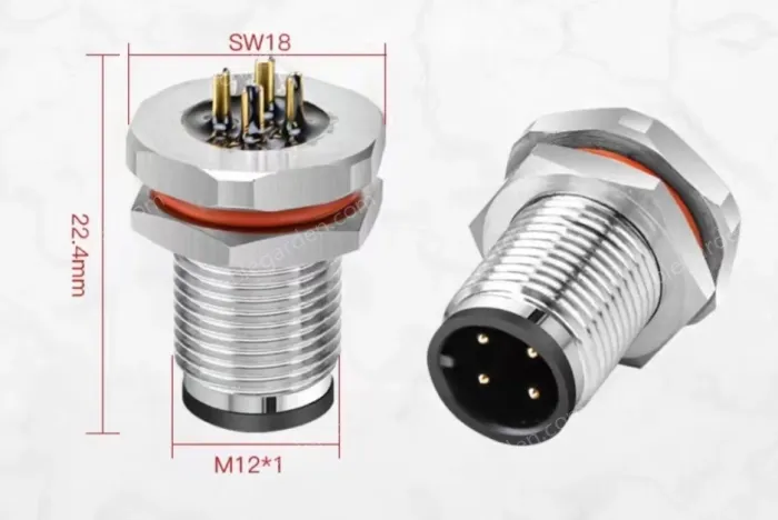 M12 connector waterproof male and female connector 4 pins sw18 m12 22.4mm