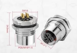 M12 connector waterproof male and female connector 4 pins sw18 m16 24.5mm