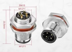 M12 connect waterproof male and female connector 4 pins sw15 m12 22.5mm
