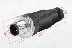 M12 connectowaterproof male and female connector 4 pins m12 φ20 60mm